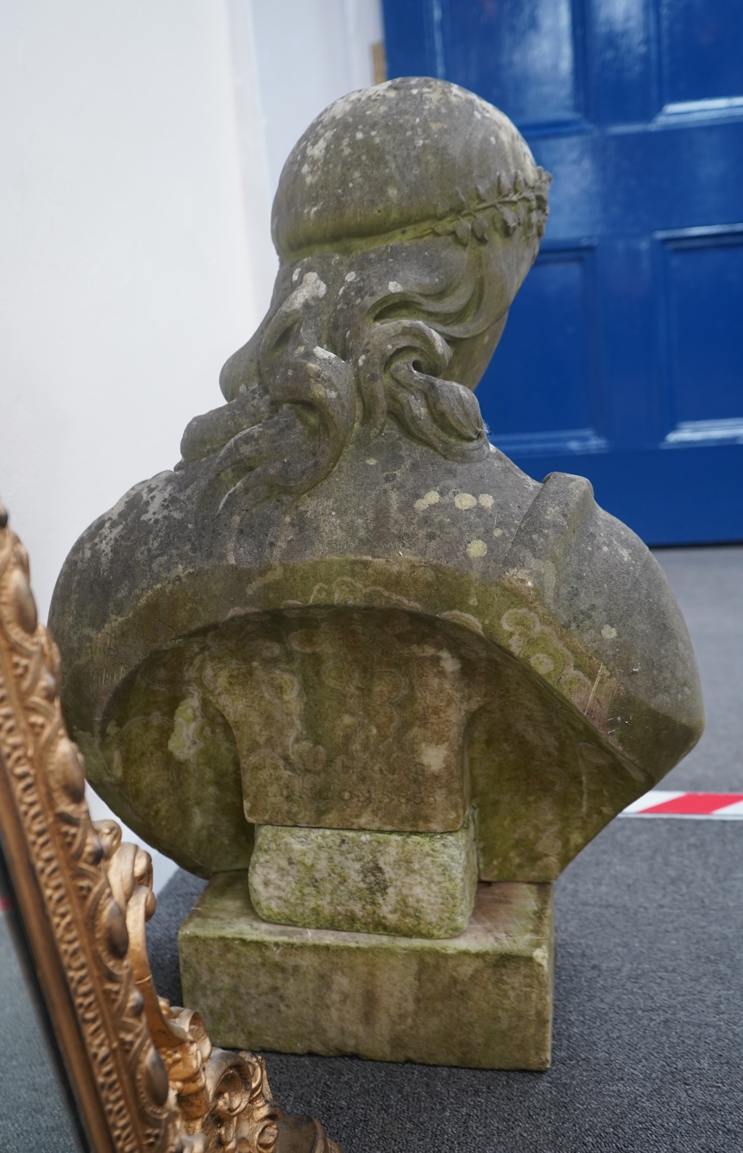 Joseph Durham (1814-77), ‘La Penserosa’, a weathered marble bust of a maiden